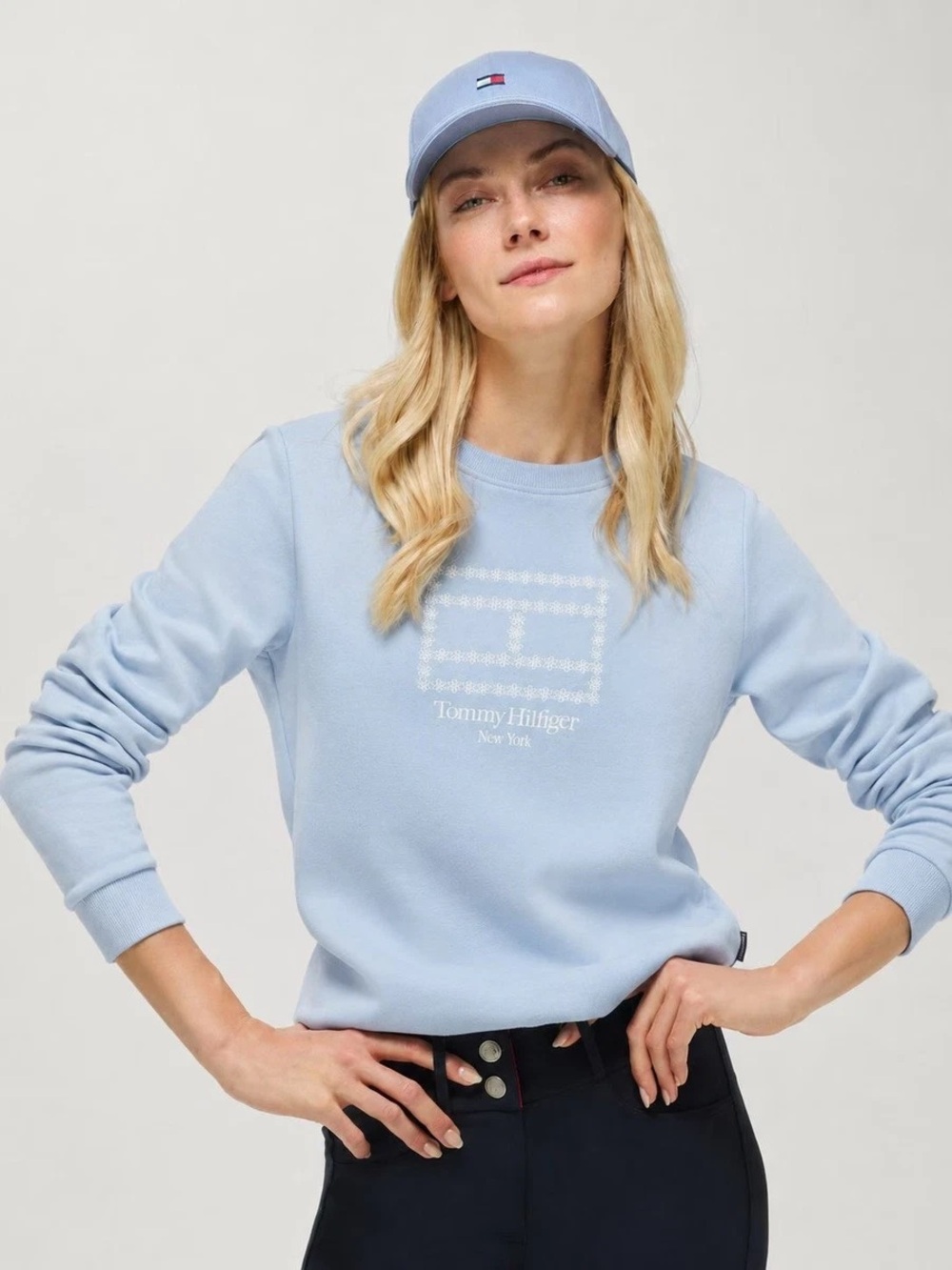 Tommy Hilfiger Lightweight Embroidered Crewneck, Light Blue, Sz L, NWT